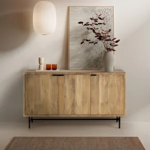 APARADOR MUNDRA 3P 150CM MADERA MANGO PATA METAL
